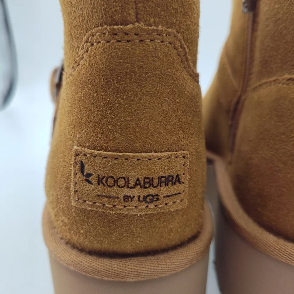 New UGG Koolaburra Suede Wedge Kelissa Mini Winter Boot In Tan 🤎 Size 10_8